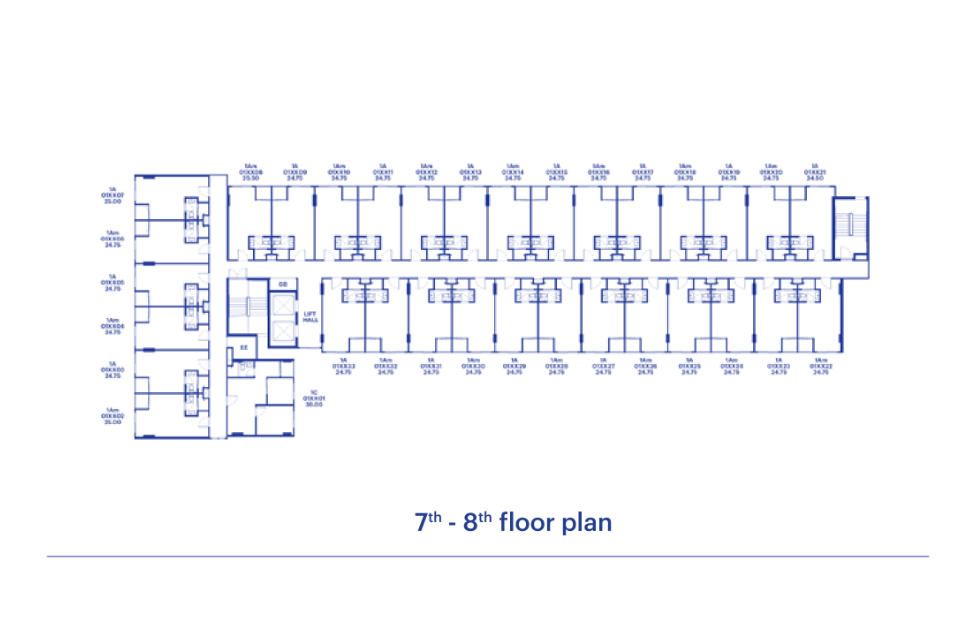 Building Floor Plan of HUB Hua Hin condominium - 7th - 8th Floor