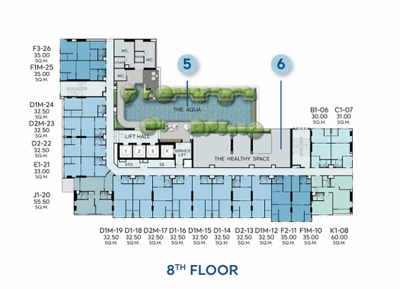 Building Floor Plan of แอสไพร์ วิภา วิคตอรี่ - ชั้น 8