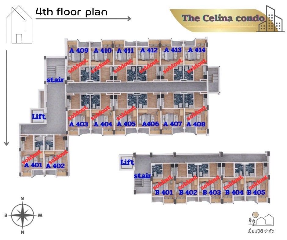 Building Floor Plan of The Celina Condo - 4th Floor
