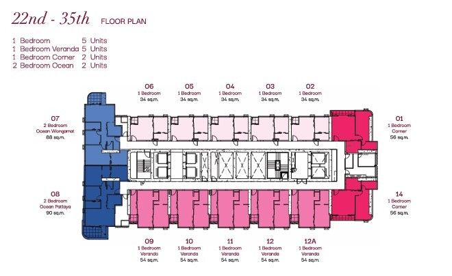 Building Floor Plan of วันซ์วงศ์อมาตย์ - ชั้น 22 - 35