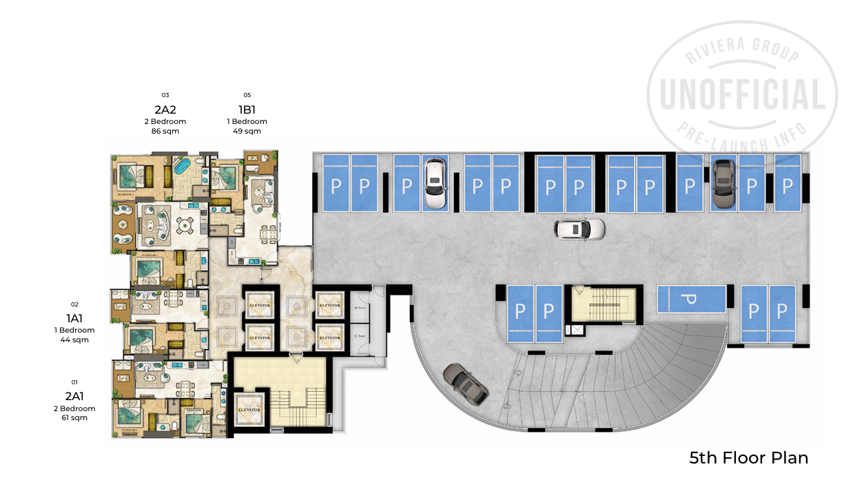 Building Floor Plan of เดอะ ริเวียร่า ปาล์ม บีช วงศ์อมาตย์ - ชั้น 5