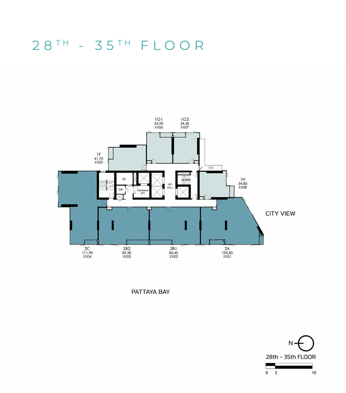 Building Floor Plan of เทตต์ พัทยา - ชั้น 28 - 35