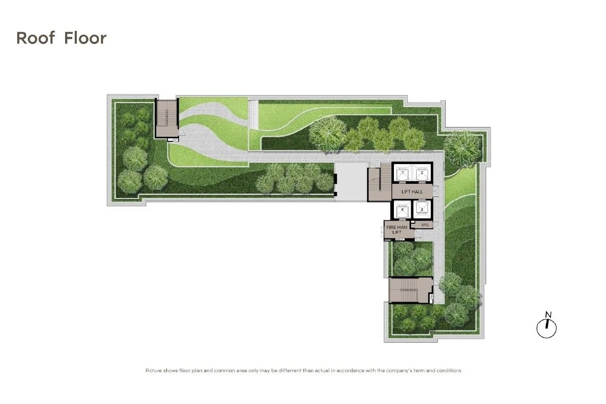 Building Floor Plan of Aspire Sathorn-Taksin Priva - Rooftop Floor