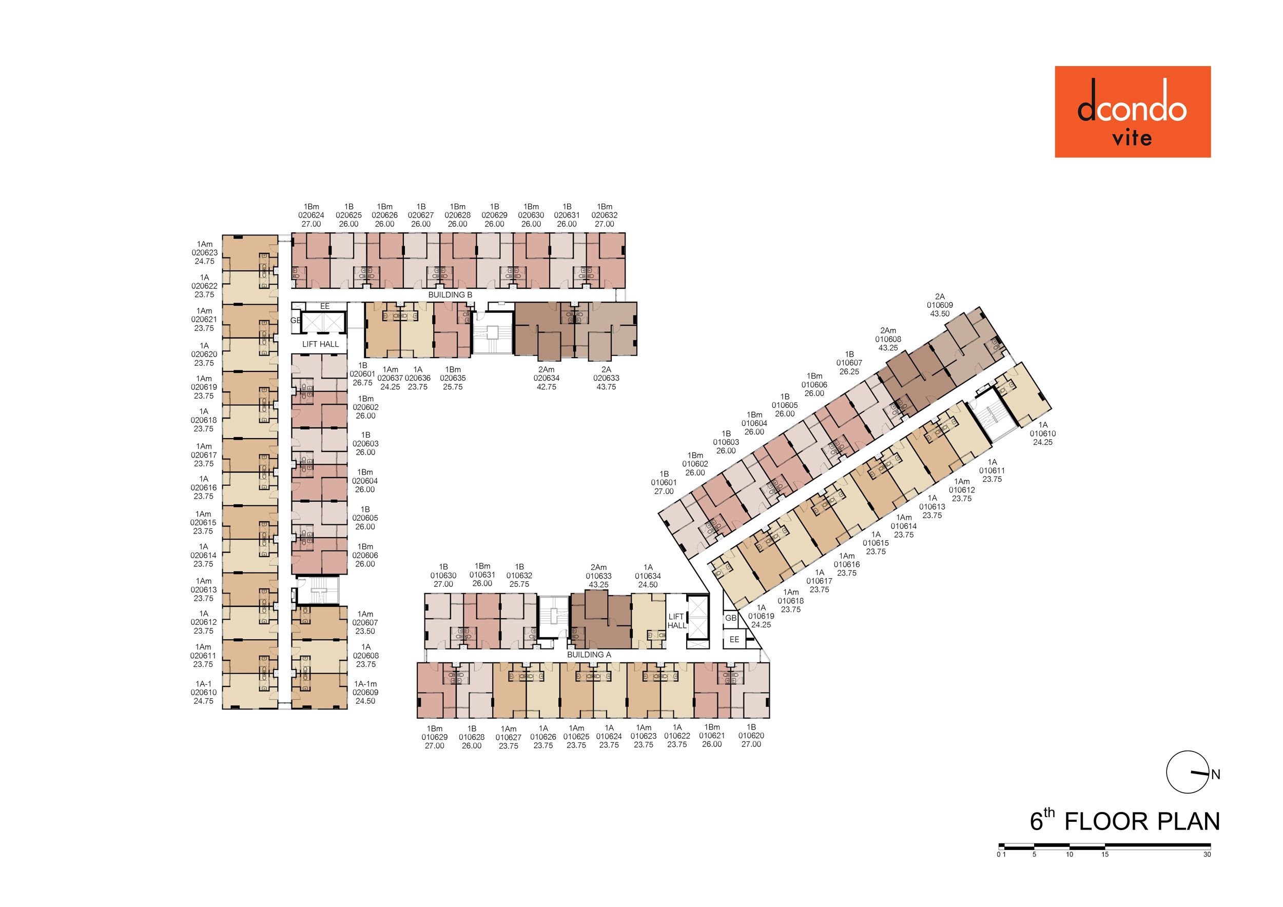 Building Floor Plan of ดีคอนโด วีเต้ - ชั้น 6