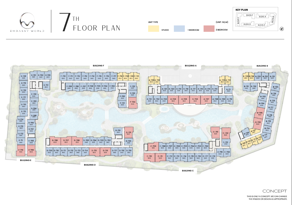 Building Floor Plan of Embassy World - 7th Floor