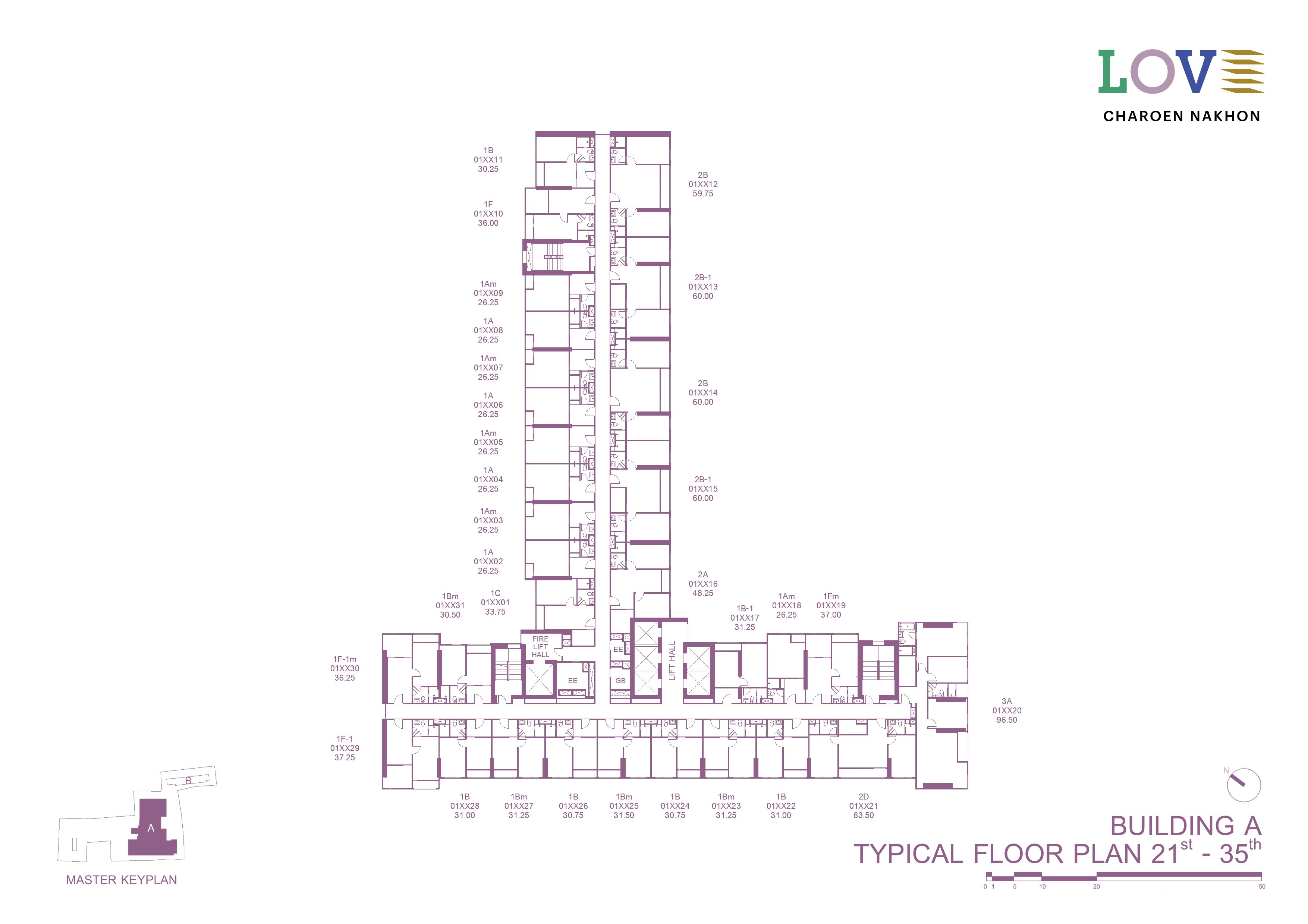 Building Floor Plan of เลิฟ เจริญนคร - ชั้น 21 - 35
