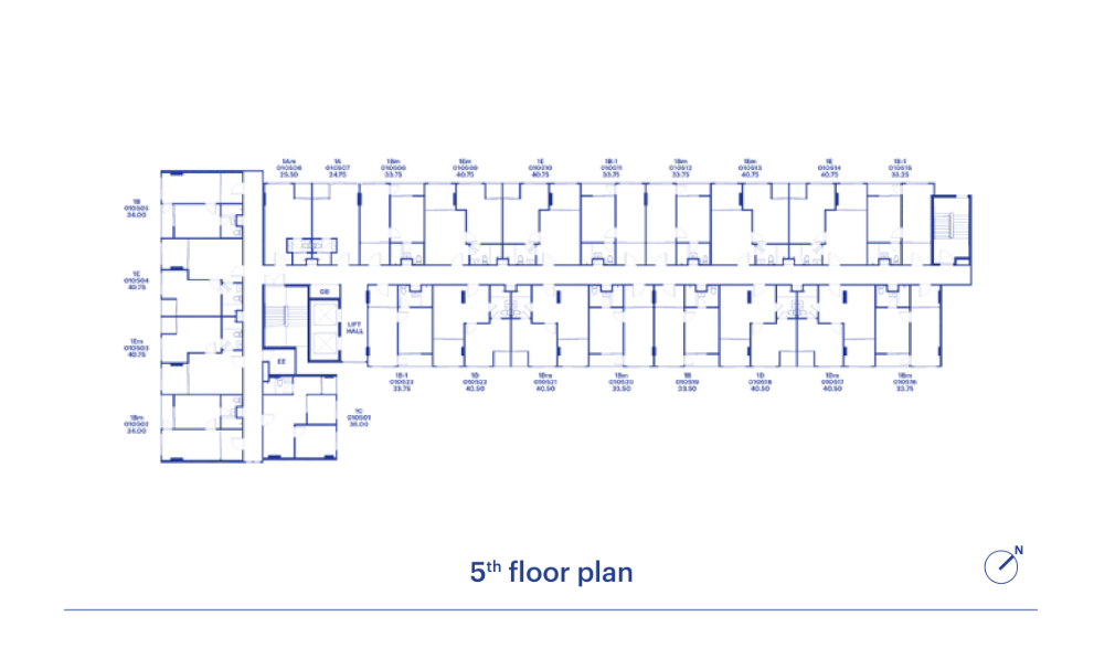 Building Floor Plan of HUB Hua Hin condominium - 5th Floor