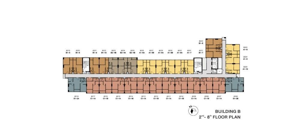 Building Floor Plan of เสนา คิทท์ ศรีนครินทร์ - ศรีด่าน - ชั้น 2 - 8