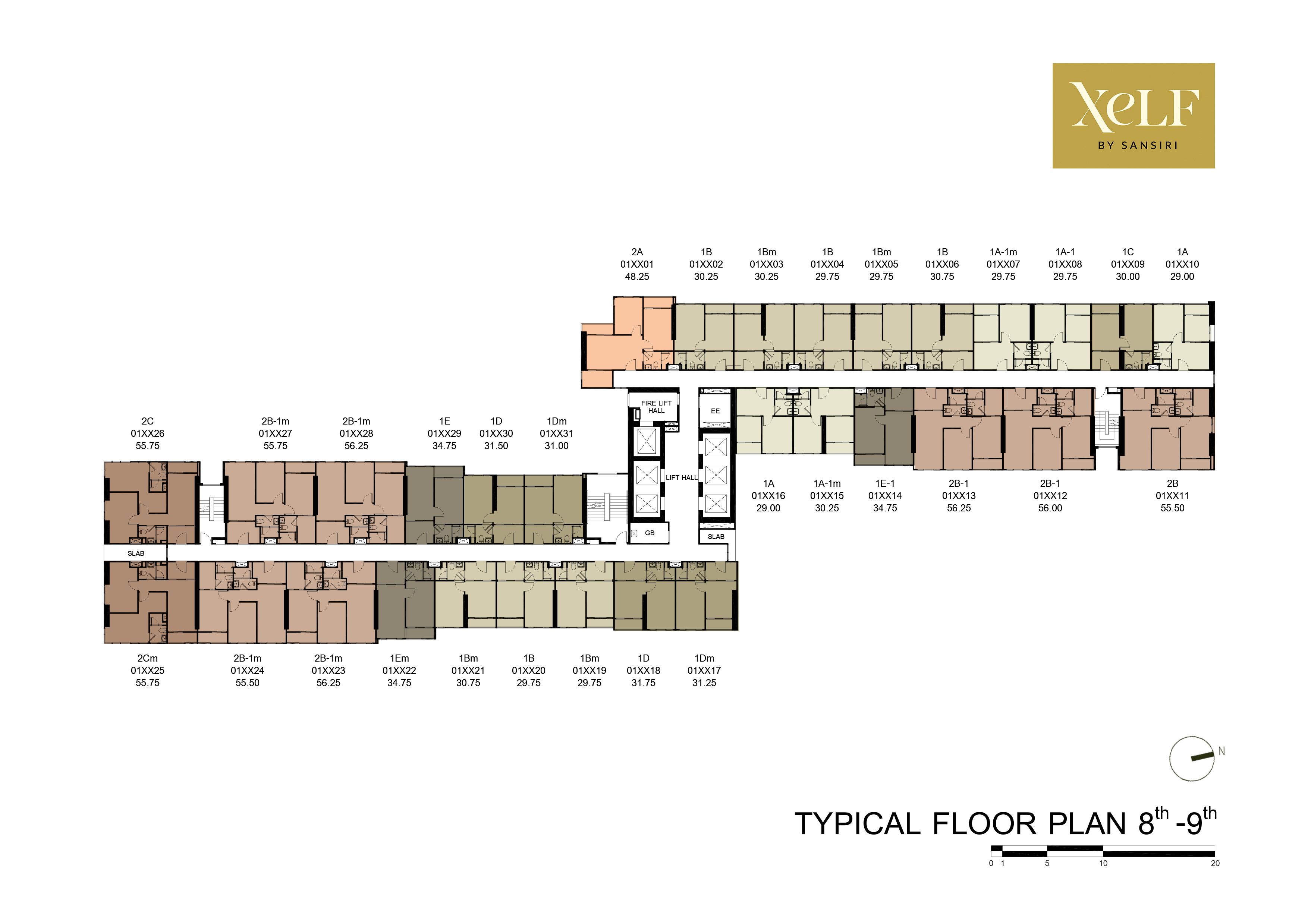Building Floor Plan of เซลฟ์ บาย แสนสิริ - ชั้น 8 - 9