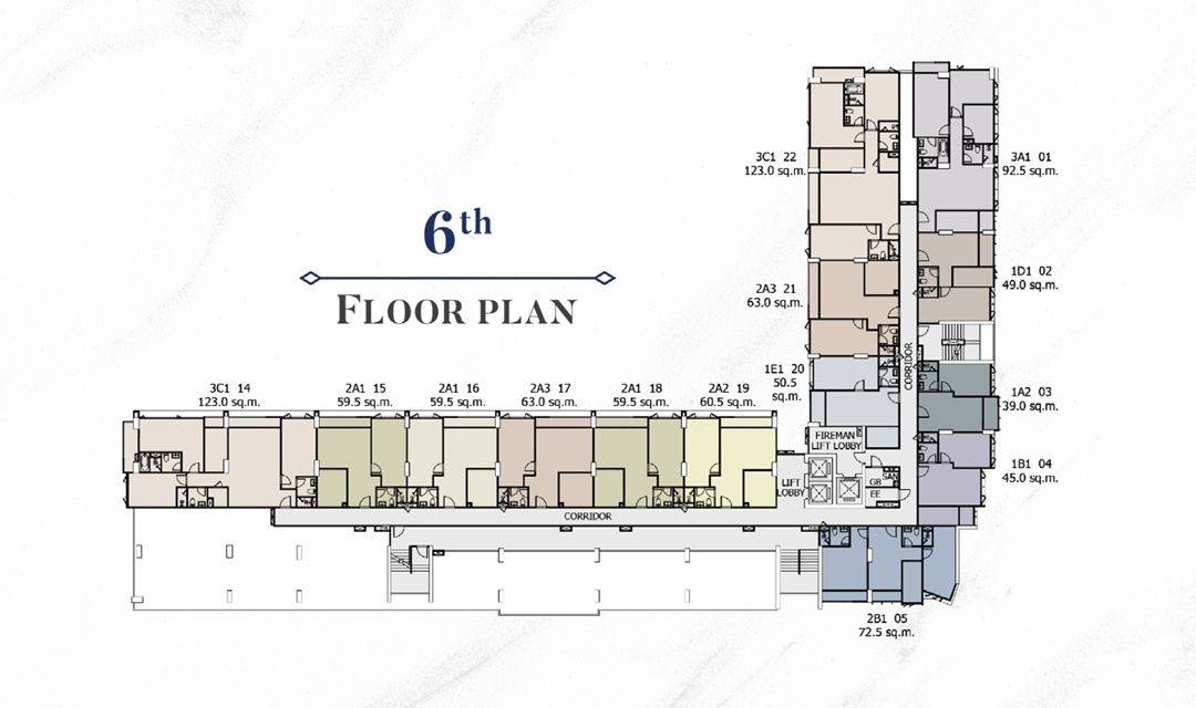 Building Floor Plan of ศุภาลัย พรีเมียร์ สามเสน - ราชวัตร - ชั้น 6