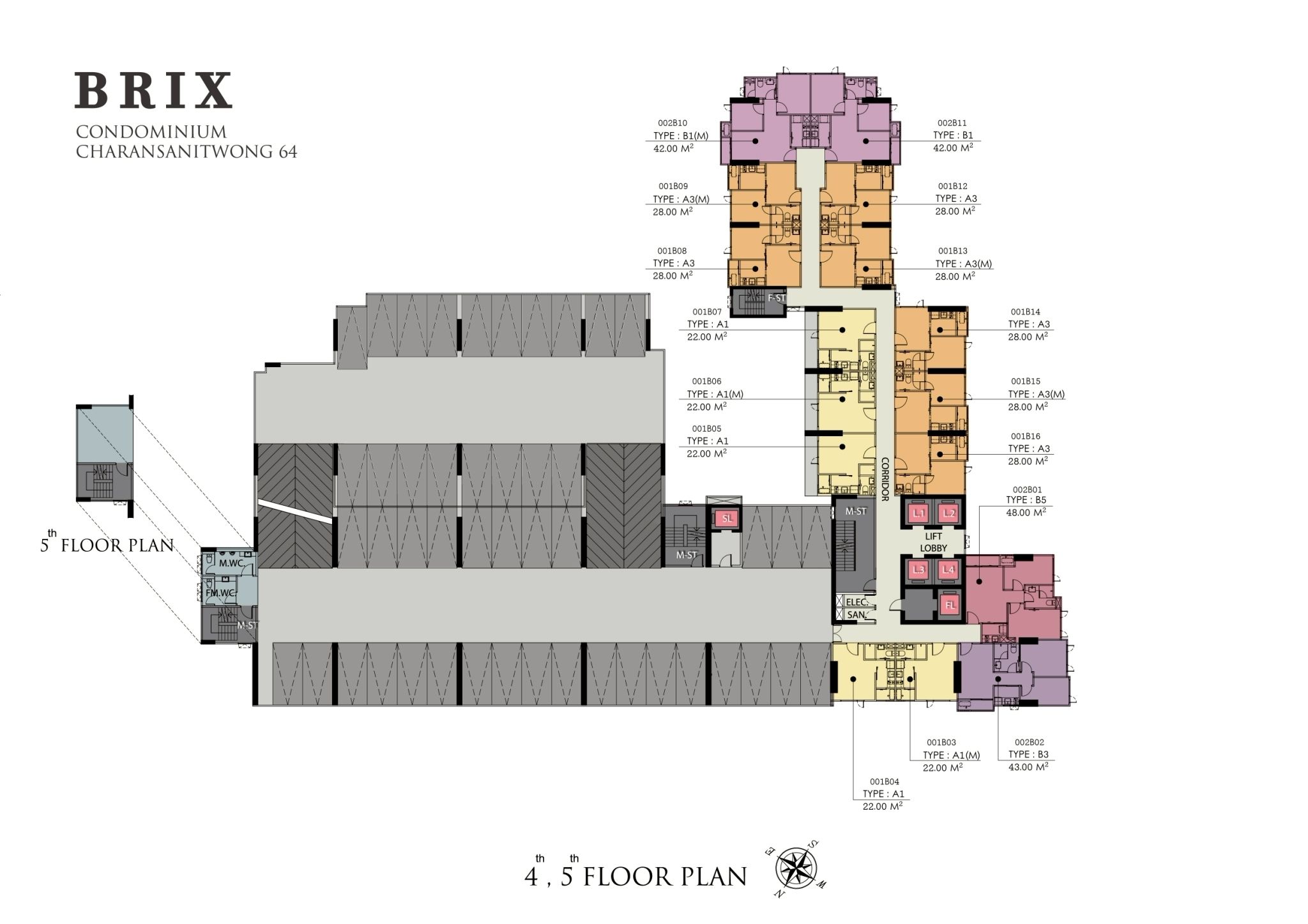 Building Floor Plan of บริกซ์ คอนโดมิเนียม จรัญ 64 - ชั้น 4 - 5