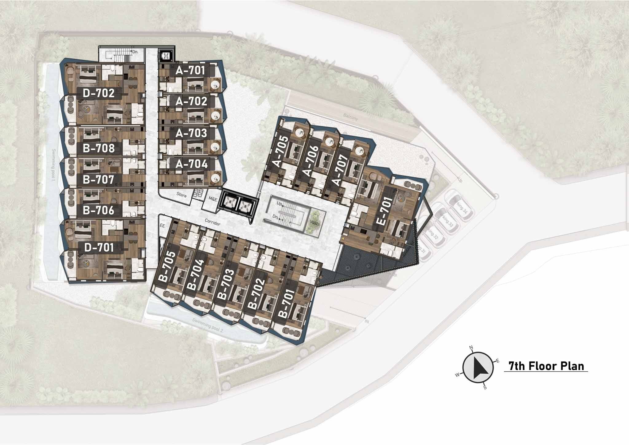 Building Floor Plan of อาชิยานา ไฮท์ส - ชั้น 7