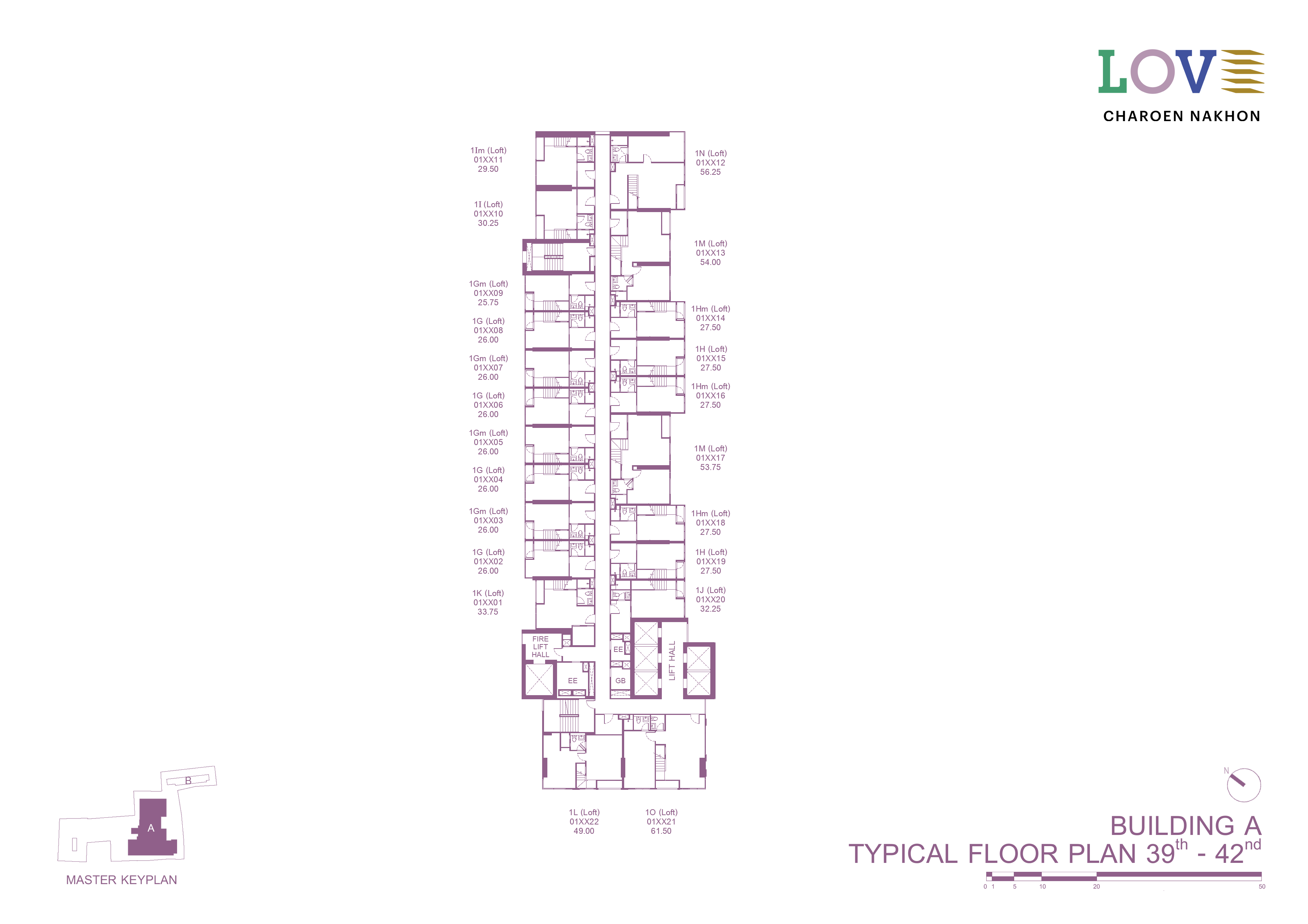 Building Floor Plan of เลิฟ เจริญนคร - ชั้น 39 - 42