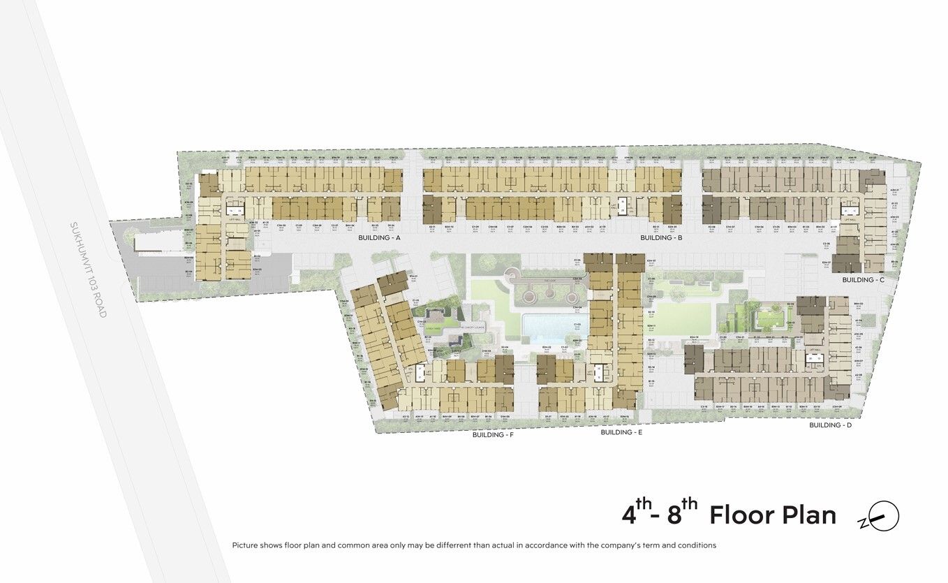 Building Floor Plan of แอสปาย สุขุมวิท 103 - ชั้น 4 - 8