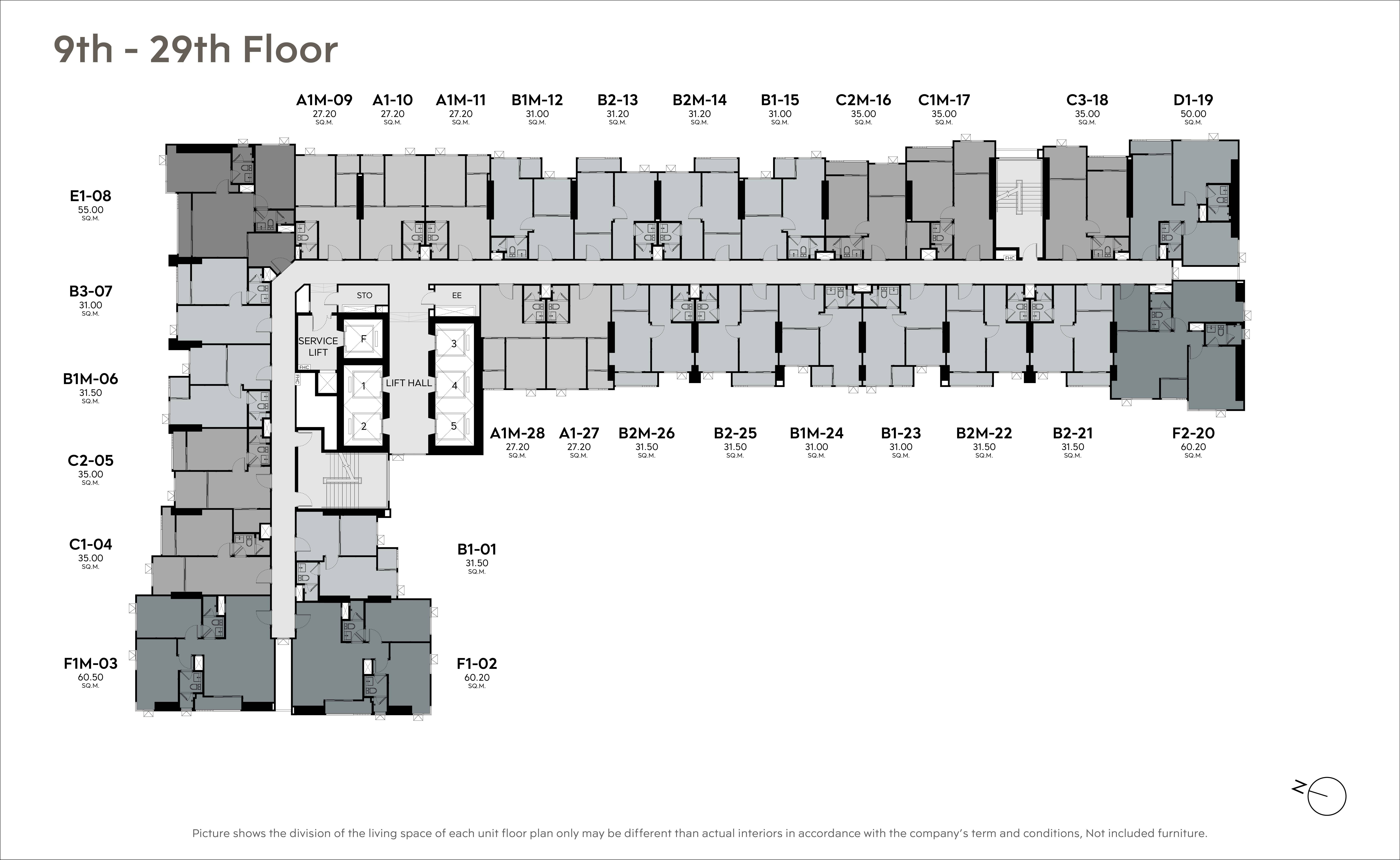 Building Floor Plan of ไลฟ์ สุขุมวิท - พระราม 4 - ชั้น 9 - 29