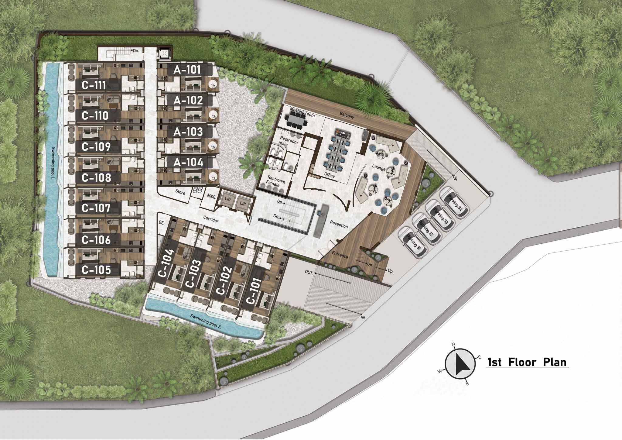 Building Floor Plan of อาชิยานา ไฮท์ส - ชั้น 1