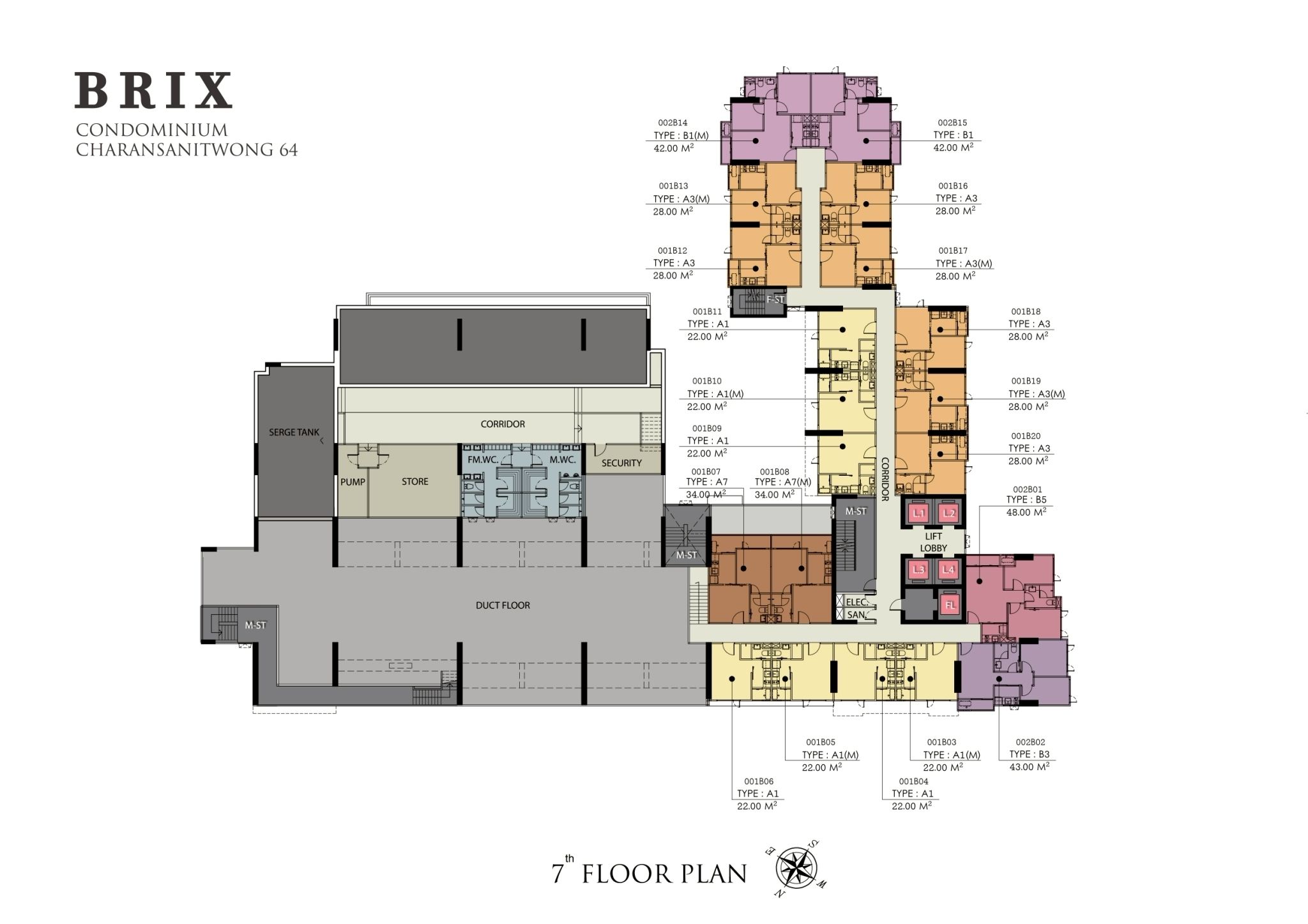Building Floor Plan of บริกซ์ คอนโดมิเนียม จรัญ 64 - ชั้น 7