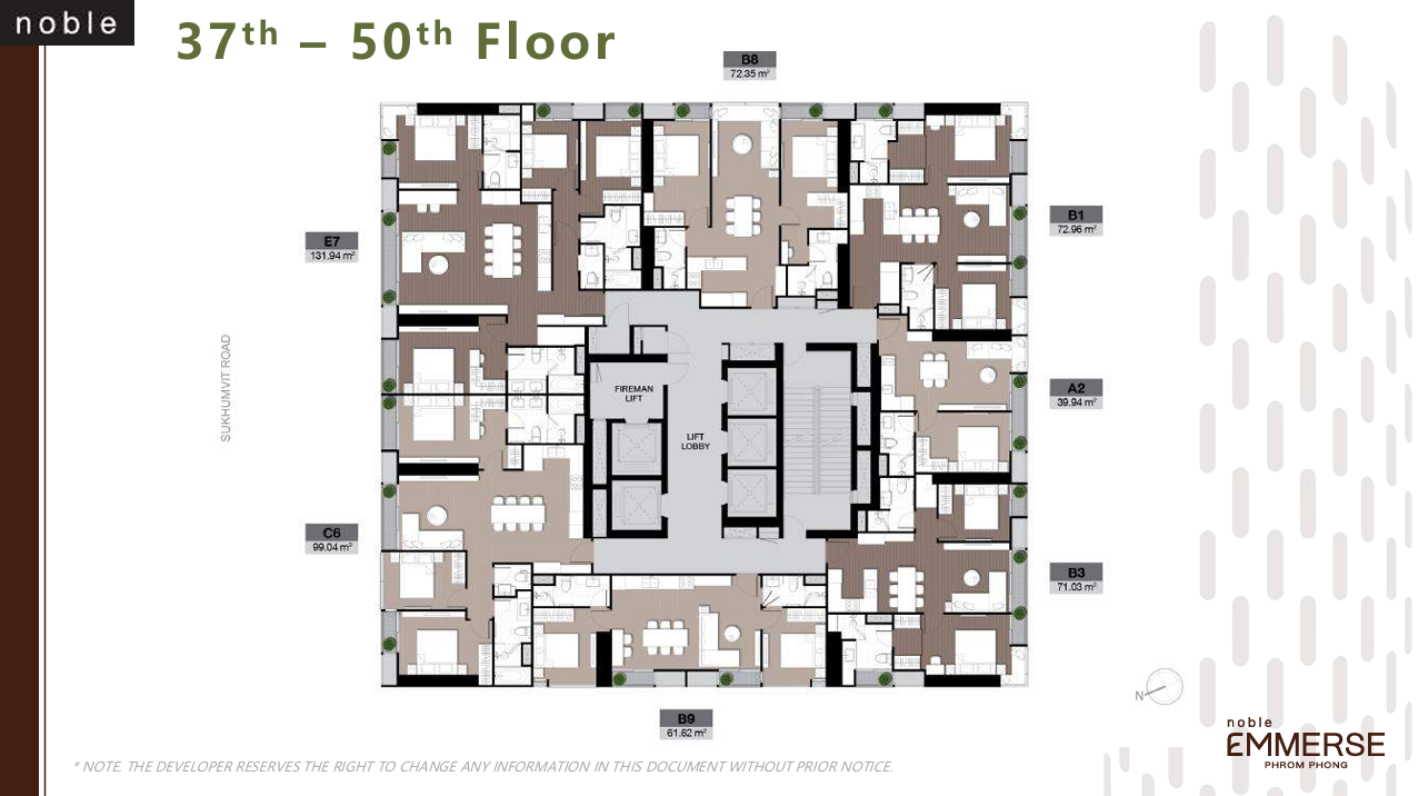 Building Floor Plan of โนเบิล เอ็มเมอร์ส พร้อมพงษ์ - ชั้น 37 - 50