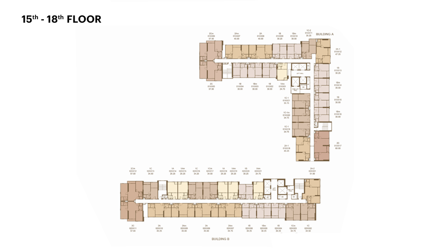 Building Floor Plan of XT10 Ekkamai - ชั้น 15 - 18