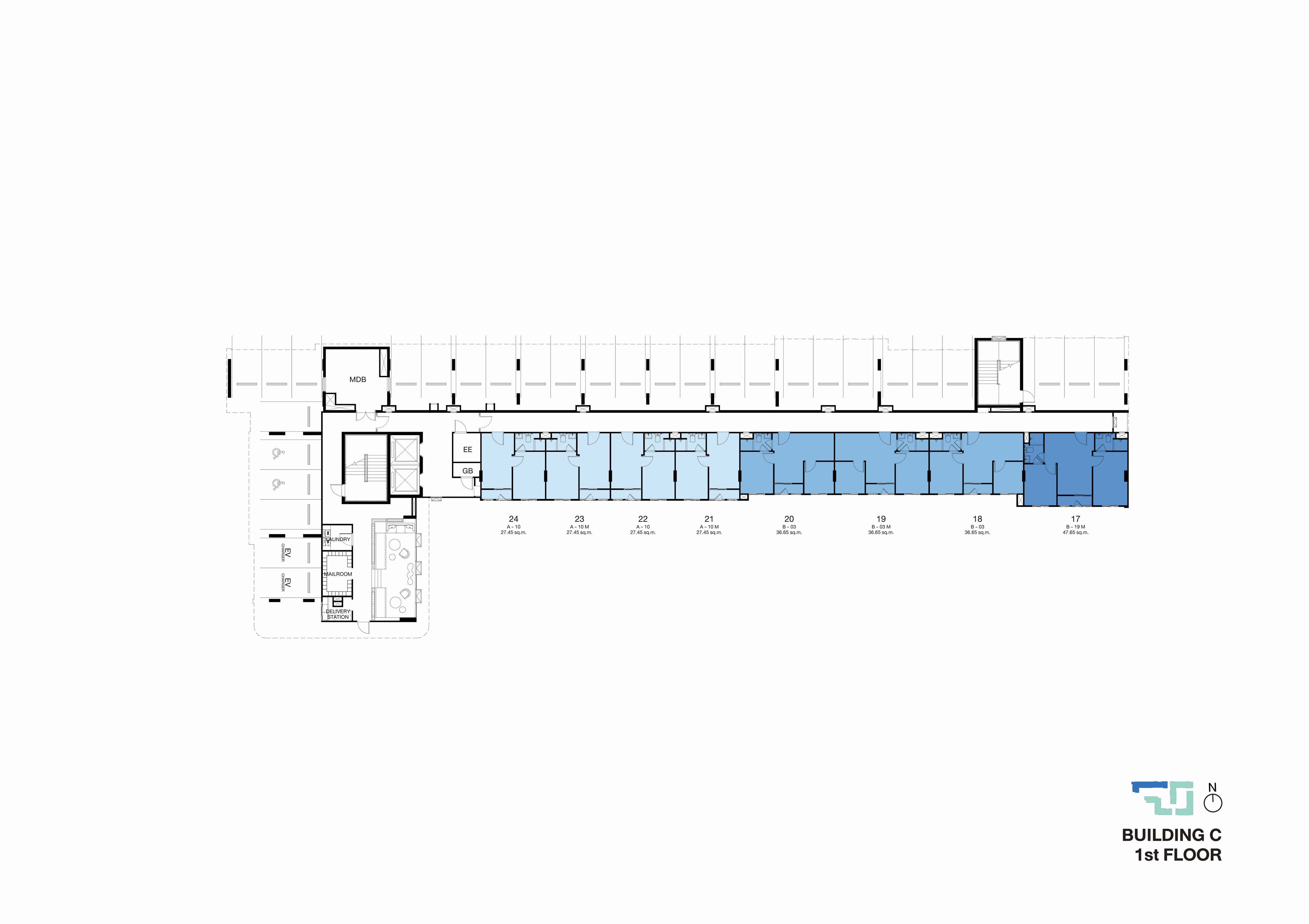 Building Floor Plan of Nue Coast Khu Khot Station - 1st Planta