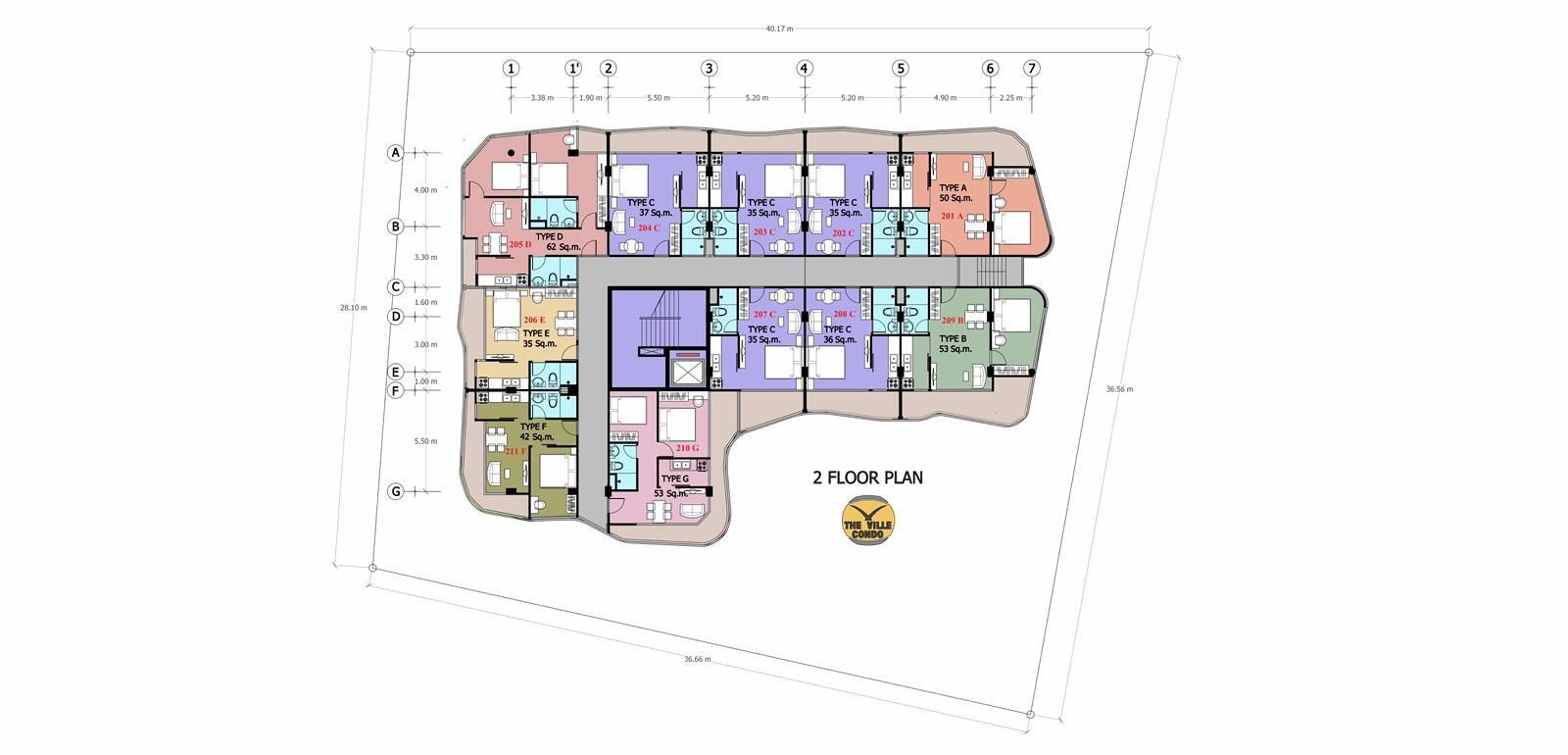 Building Floor Plan of เดอะ วิล คอนโด - ชั้น 2