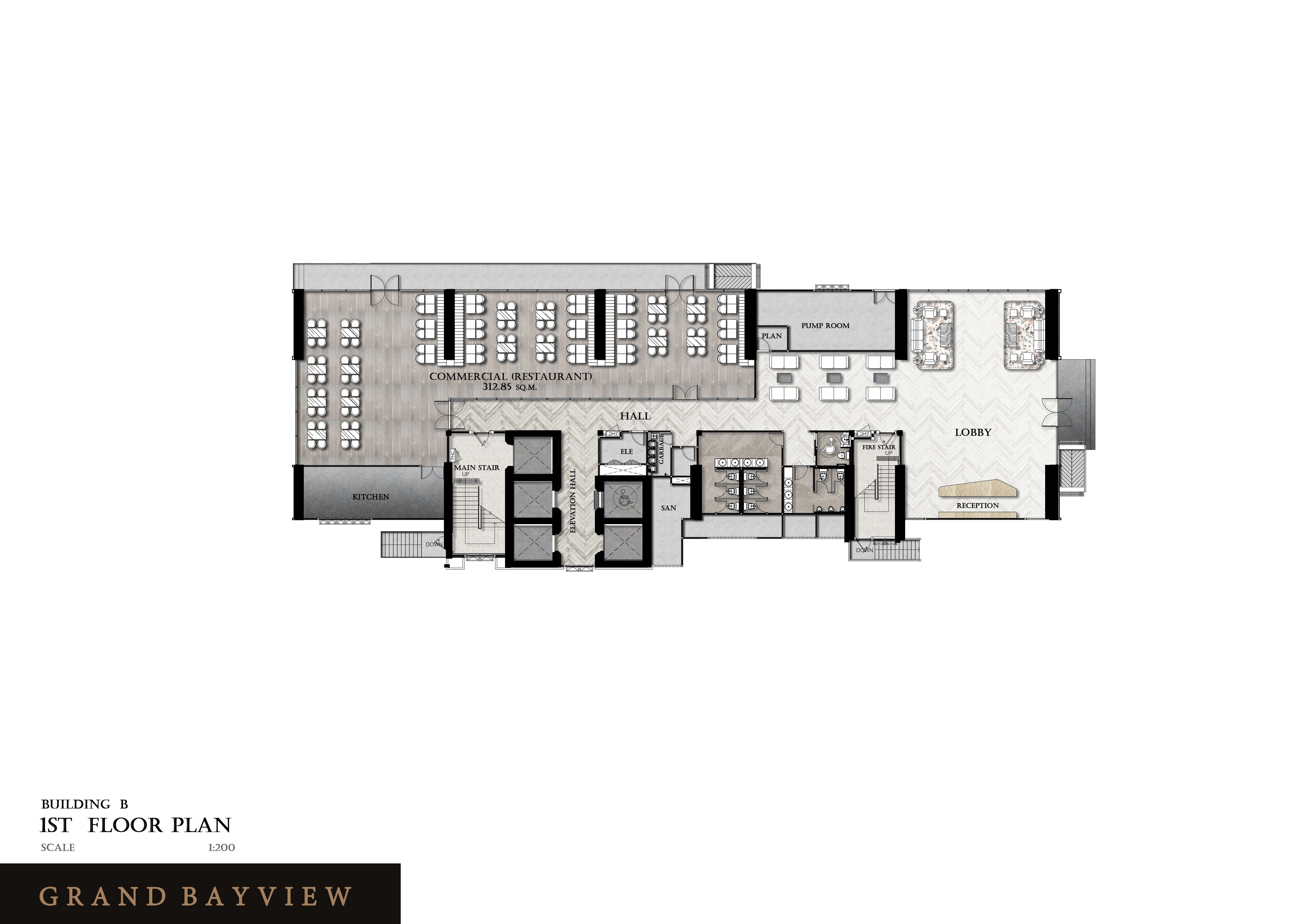Building Floor Plan of Grand Bay View Condominium – Pattaya - 1st Floor