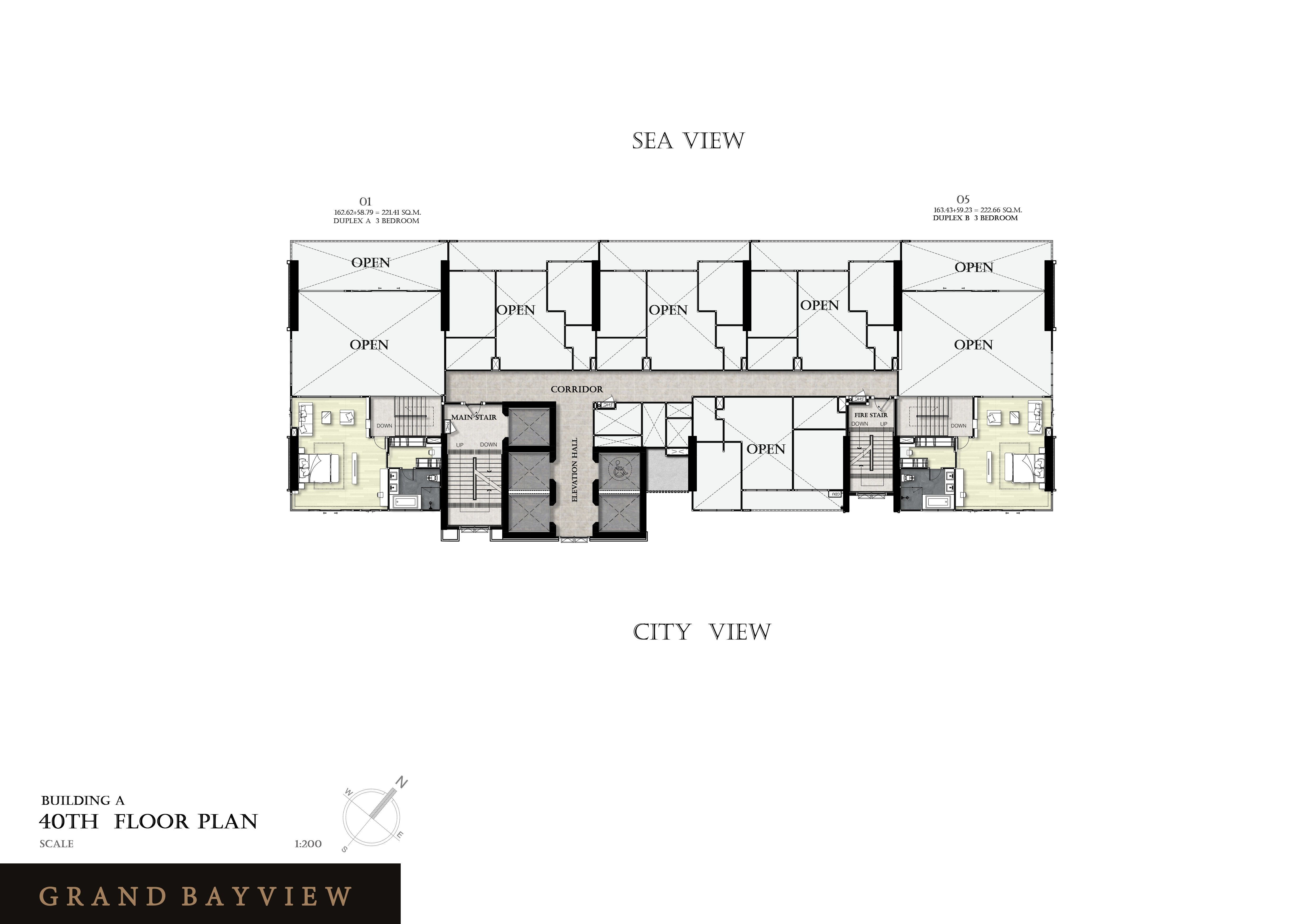 Building Floor Plan of Grand Bay View Condominium – Pattaya - 40th Floor