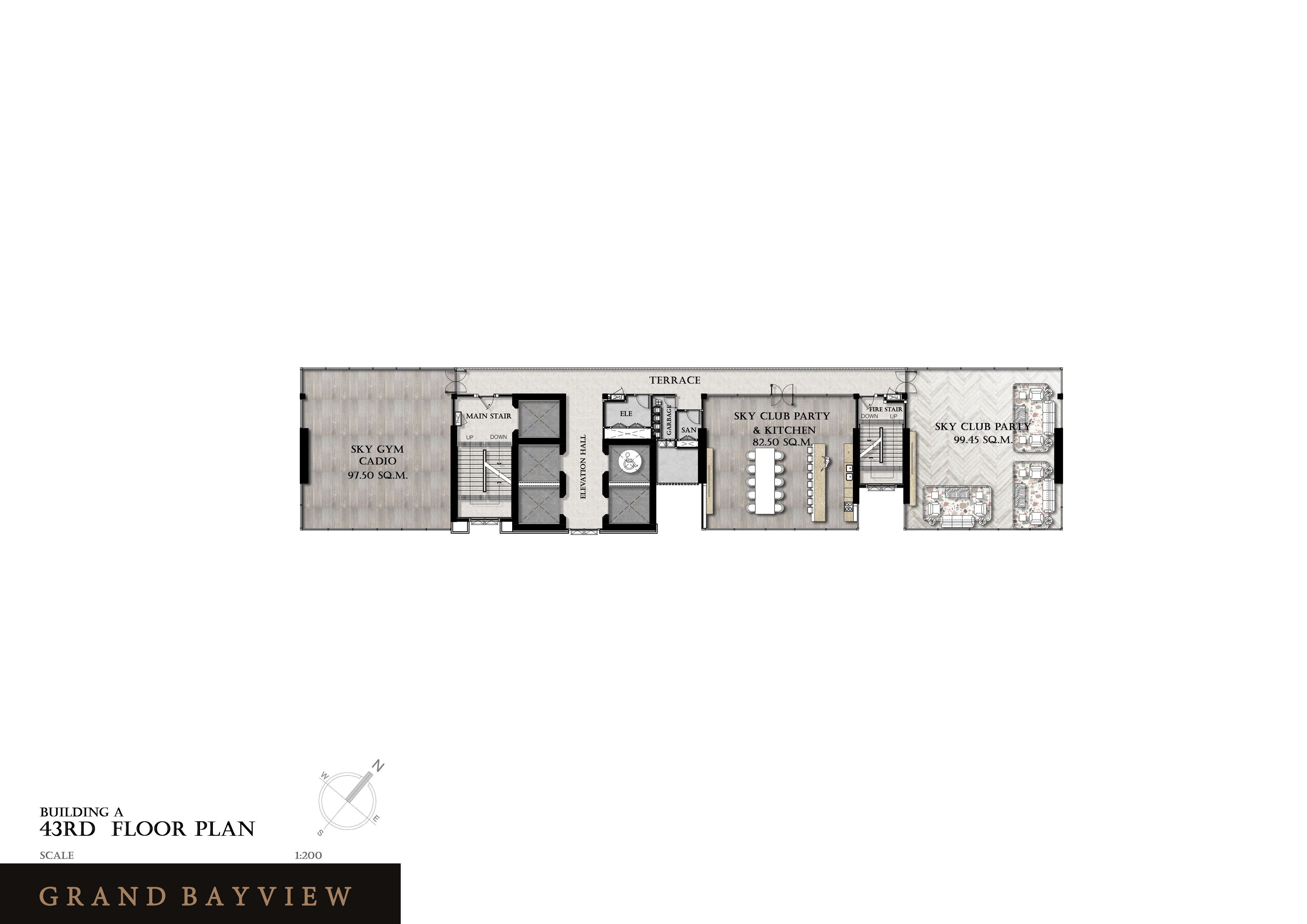 Building Floor Plan of Grand Bay View Condominium – Pattaya - 43rd Floor