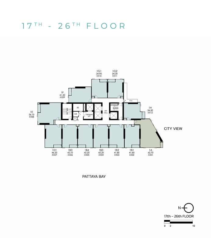 Building Floor Plan of เทตต์ พัทยา - ชั้น 17 - 26