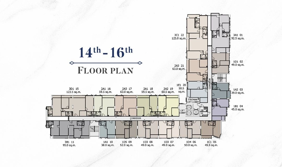 Building Floor Plan of ศุภาลัย พรีเมียร์ สามเสน - ราชวัตร - ชั้น 14 - 16