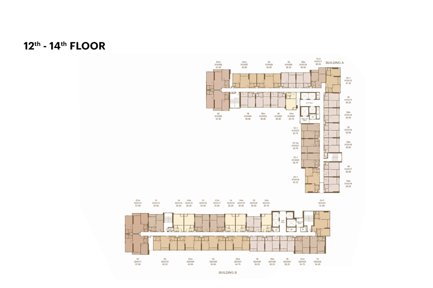 Building Floor Plan of XT10 Ekkamai - ชั้น 12 - 14