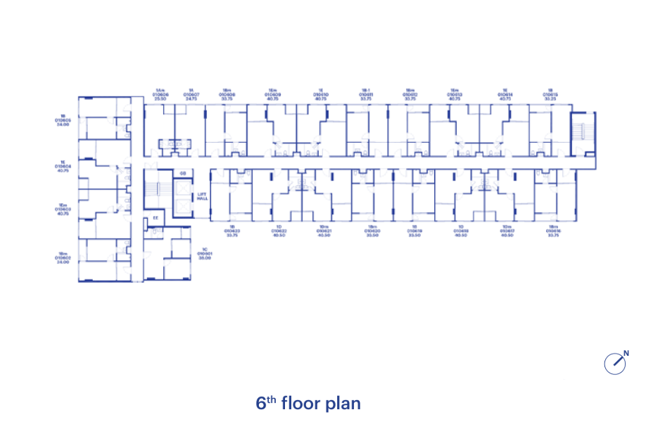 Building Floor Plan of HUB Hua Hin condominium - 6th Floor