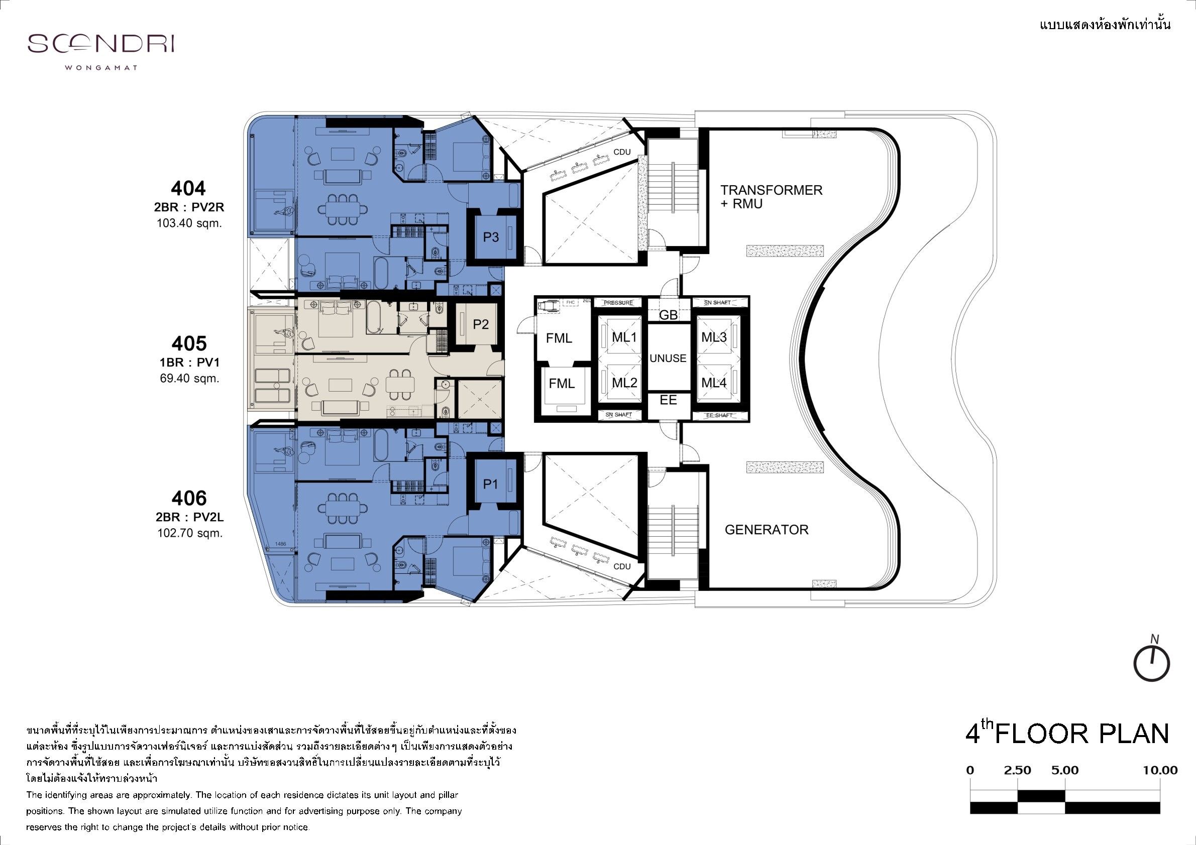 Building Floor Plan of Soondri Wongamat - 4th Étage