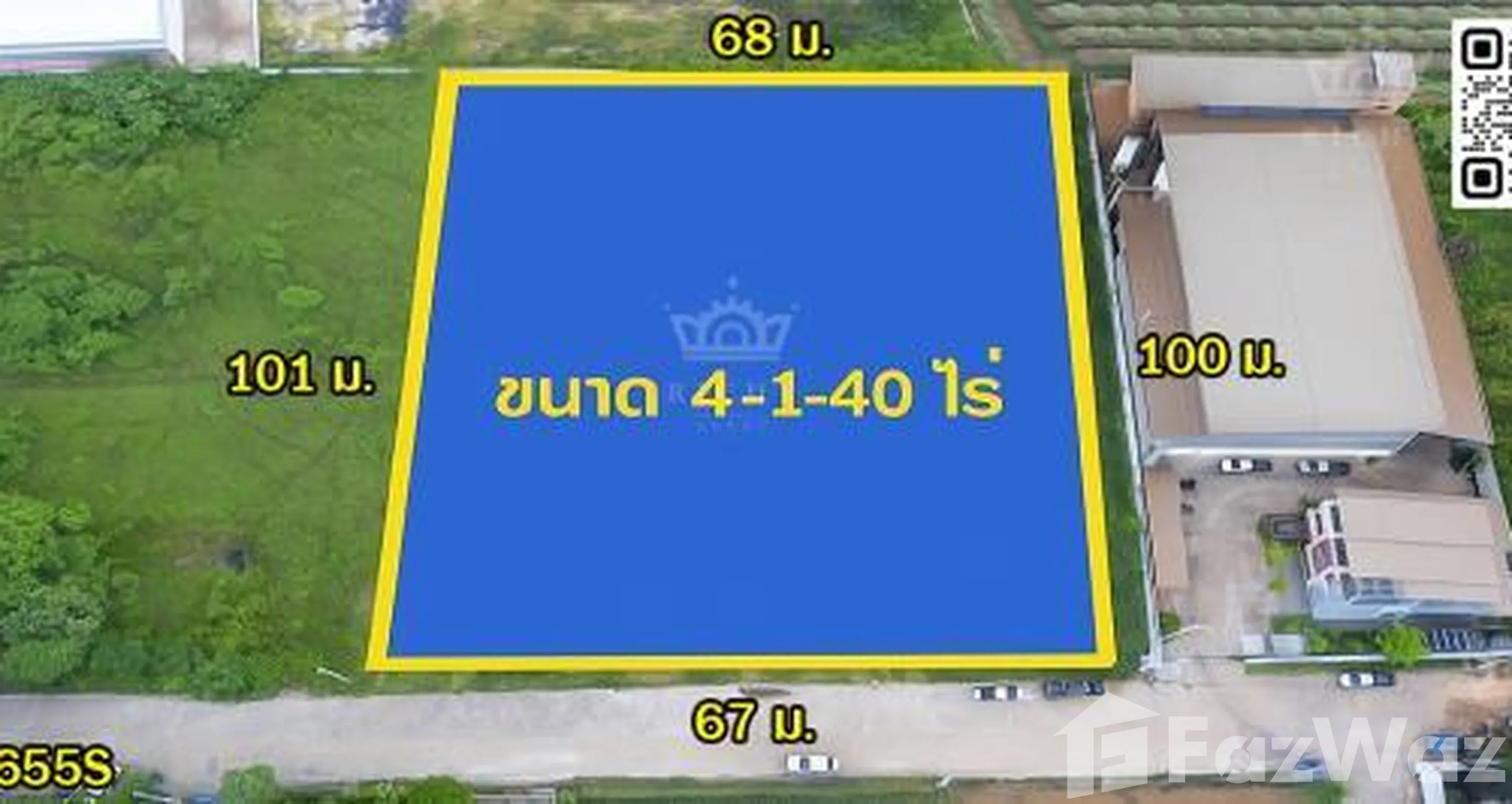Beautiful land plot of just over 4 rai, purple zone (easy to obtain factory license - Form 4), convenient for resale, prominent and eye-catching.
